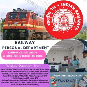 railway personal department online exam practice set for the post of Sr clerk