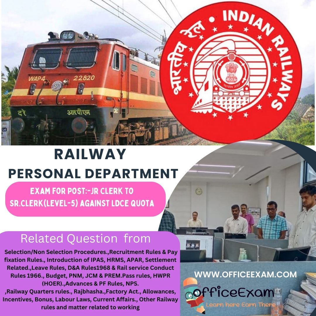 Railway Personal Department Sr. Clerk Exam in Level- 5 Online Practice Set