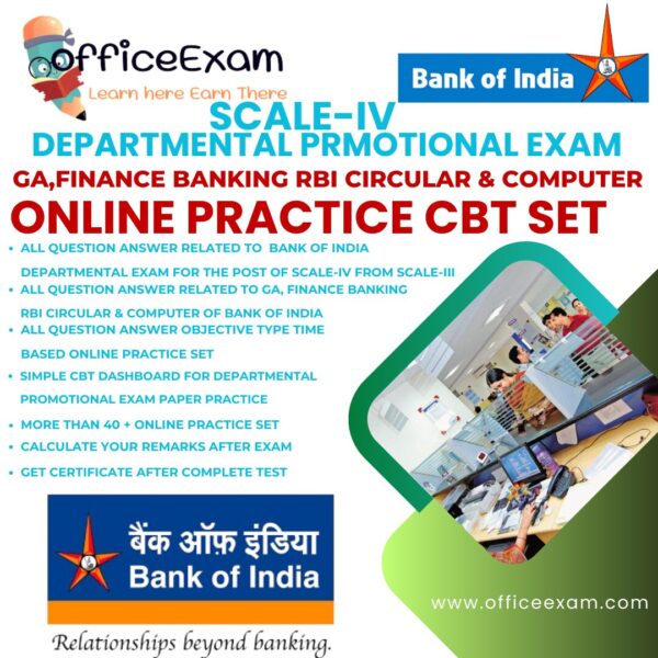 BANK OF INDIA SCALE-IV DEPARTMENTAL EXAM GA RBI CIRCULAR FINANCE BANKING CBT